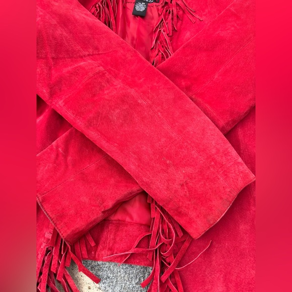 Dialogue - Knotted Fringe Red Leather Jacket - XS - Picture 12 of 17